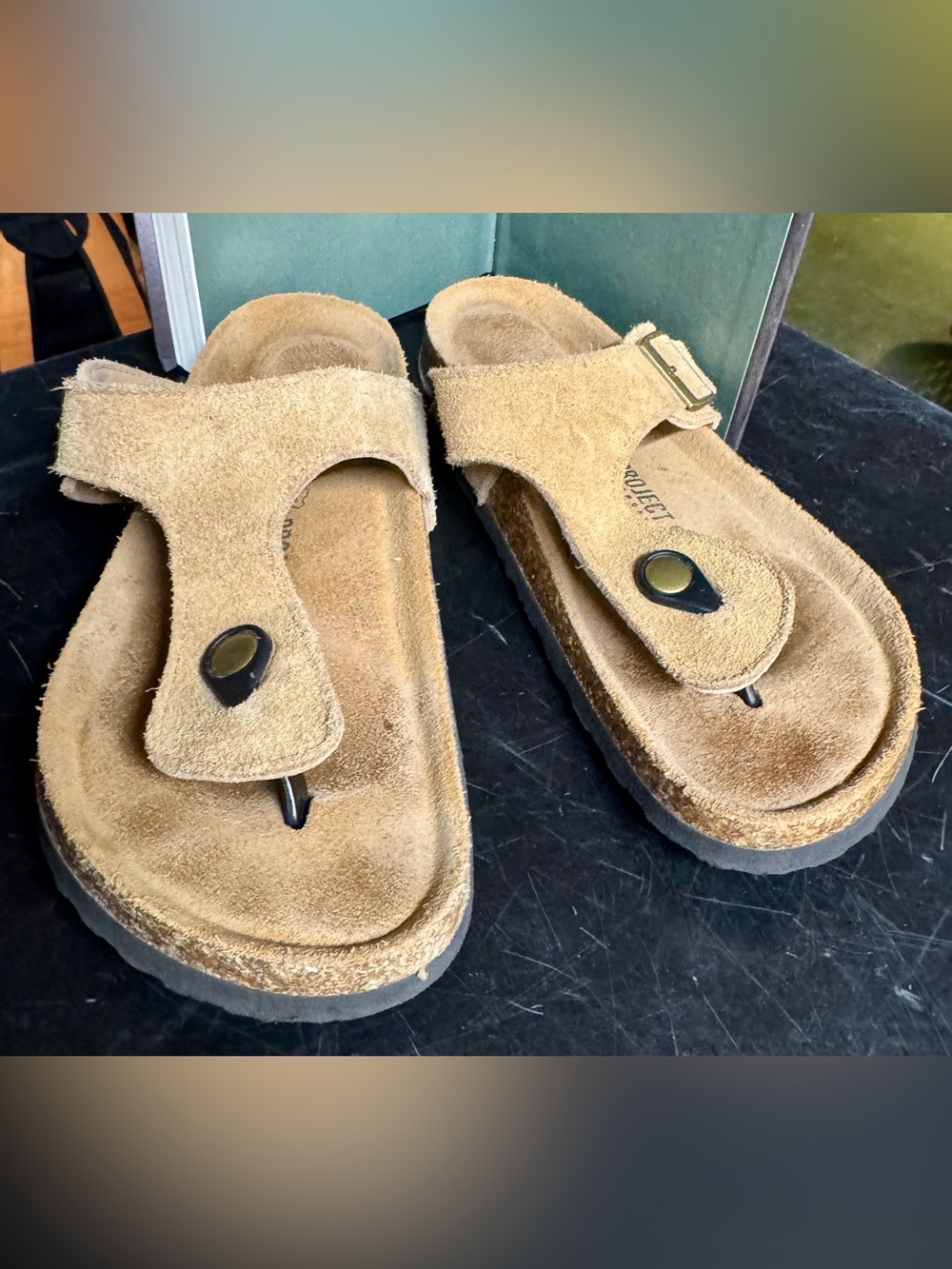 ☁️ Project Cloud Suede Toe-Post Sandals in Tan Size 7